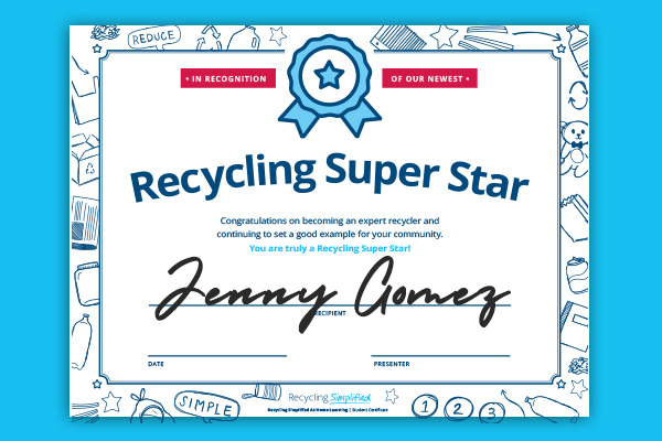 Recycling Super Star Certificate